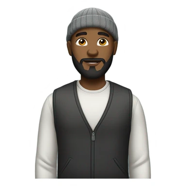 Black bald man with a beard and beanie full body sticker