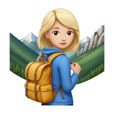 girl back packing mountains background  sticker