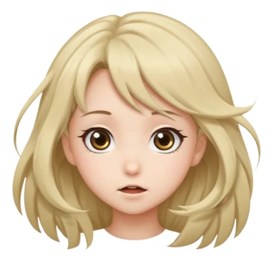 cute anime girl with blowing hair sticker