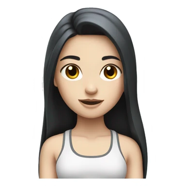 Pale girl with long black hair workout sticker