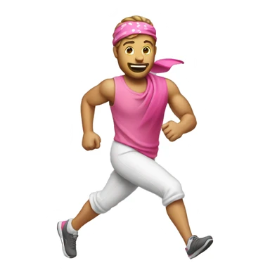 White man running with pink bandana on arm sticker