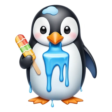 Penguin eat a popsicle sticker