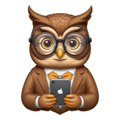 Generate a beautiful smart owl with a smart device sticker