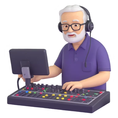 senior Caucasian man operating an audio mixing console sticker