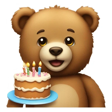 Teddy bear holding a birthday cake sticker
