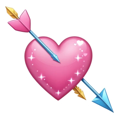 Genera un sticker tipo phone OS, un corazón rosa con una flecha y brillos sticker