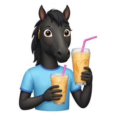 black horse with shirt character holding smoothie sticker