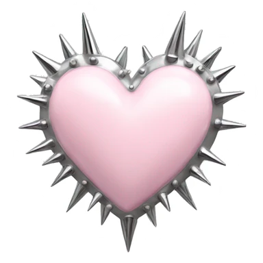 light pink metal heart with chrome spikes sticker