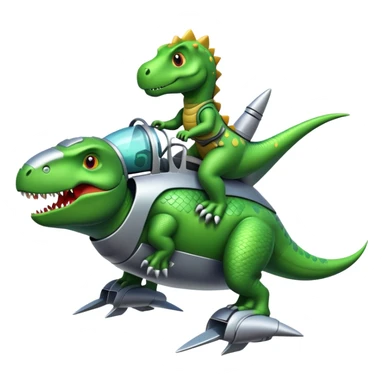 Dinosaur riding a rocket ship sticker
