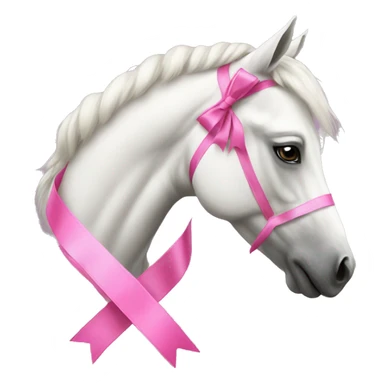 White horse with pink ribbon sticker