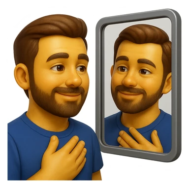 emoji stile iphone di uomo che si guarda allo specchio e si apprezza, iperrealistico 4k sticker