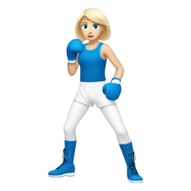 Boxing blonde girl blue eyes with white gloves sticker