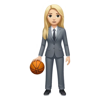 Full Body white female basketball head coach with long blonde hair in a suite sticker