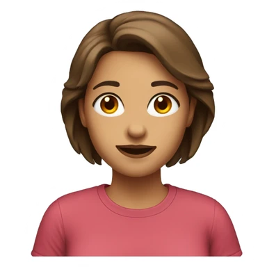college aged woman with brown hair wearing a t-shirt. Show from the shoulders up sticker