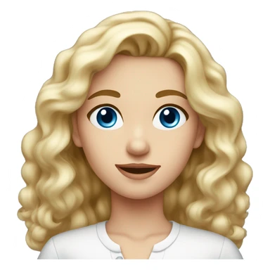 A young beautiful girl with blond wavy hair, blue eyes, in a white blouse sticker