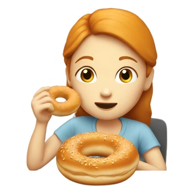 Ginger girl eating a bagel  sticker
