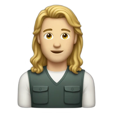 White man with dark blonde mullet sticker
