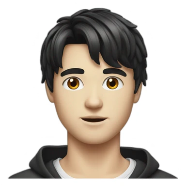 realistic white teenager guy with black bangs that are styled up sticker