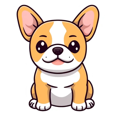 tan French bulldog face, no body, close-up portrait sticker