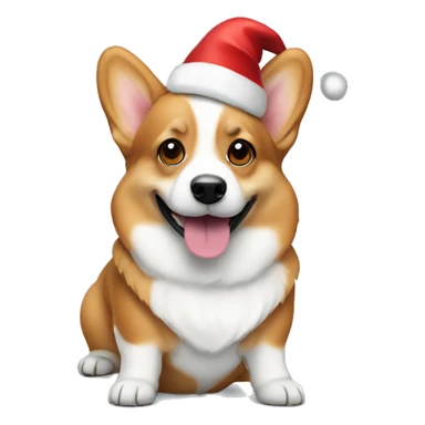 Corgi with a Santa hat  sticker