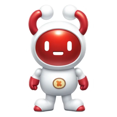 Very shiny full body pill capsule braun Japanese inspired Anpanman with big boots and antennae red and white colors only sticker