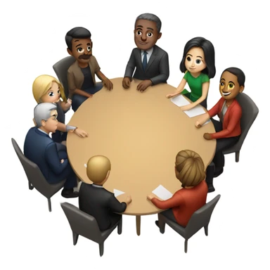6 people sitting at a round table sticker