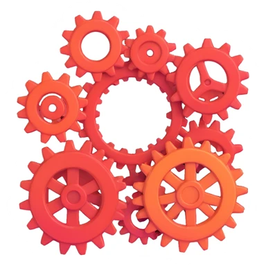 gear settings icon, 3D style, realistic and shiny sticker