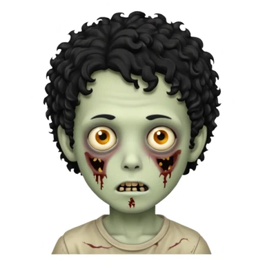 boy zombie with black curly hear sticker
