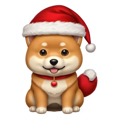 shiba inu wearing santa hat sticker