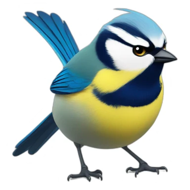 angry blue tit sticker