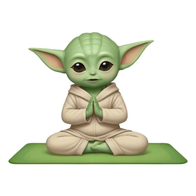 Baby yoda doing yoga on a yoga mat sticker