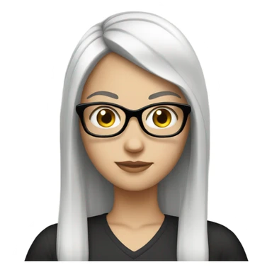 white girl with black straight hair and glasses sticker