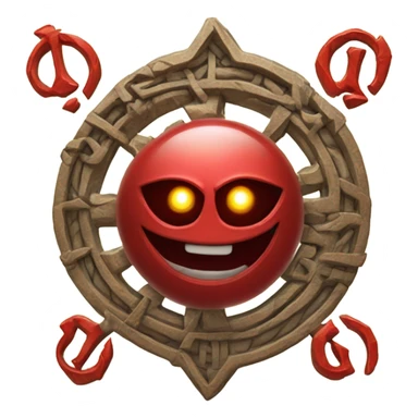 spell book that's red with eye in the middle with runes sticker