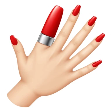 Create an emoji of a hand applying nail polish sticker