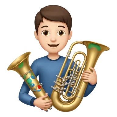 Boy with 7 arms playing tuba sticker