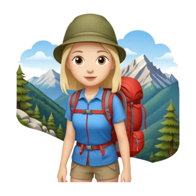 girl back packing mountains background  sticker