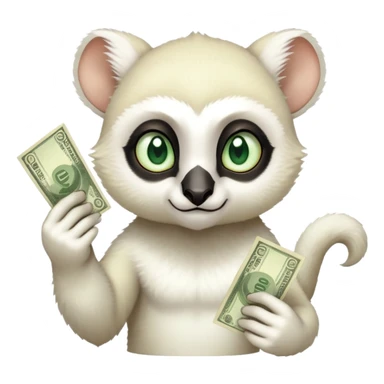 momo White lemur with long pointy ears and big green eyes from avatar the last airbender with money  sticker