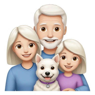 parents, daughter and a white dog sticker