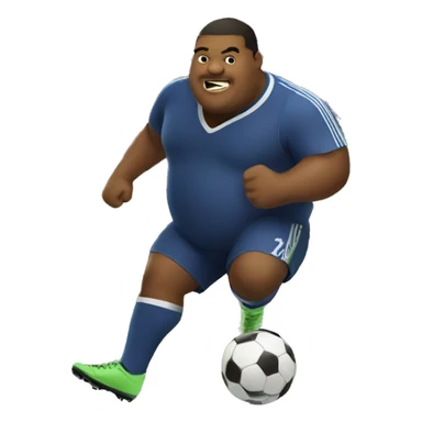 fat soccer player kicking sticker