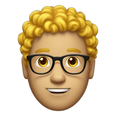a-silly-boy-with-black-eyeglasses-and-curly-yellow-hair-on-top very less hair-and-white-skin sticker