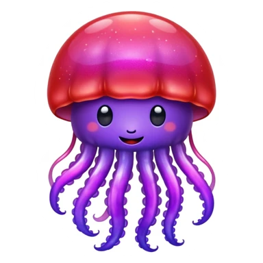 color gradient between red and purple glitter cute happy jellyfish sticker