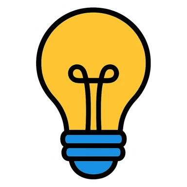 bulb, outlined with black, vibrant colors color icon sticker