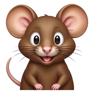 Cinematic Comical Brown Rat Portrait Emoji, Head tilted dramatically with an exaggeratedly amused expression, featuring a striking glossy brown coat with comically large whiskers and wide, expressive eyes filled with playful disbelief, Simplified yet hilariously expressive features, highly detailed, glowing with a slightly sassy glow, high shine, dramatic yet playful, stylized with an air of cheeky urban mischief, soft glowing outline, capturing the essence of a spirited and over-the-top rat that looks ready to scamper its way into internet fame instantly! sticker