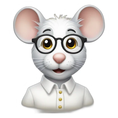 old jerry mouse with spectacles and white hair and white dress sticker