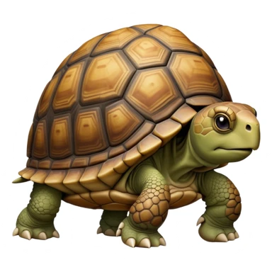 cinematic-tortoise-realistic-full-body-walking-emoji,-sturdy-domed-shell-in-rich-earthy-tones,-thick-scaled-legs-moving-slowly-but-deliberately,-wrinkled-wise-face-peering-ahead-with-calm-determination,-large cute eyes-reflecting-centuries of wisdom sticker