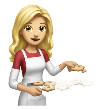 A long blonde haired girl baking Christmas cookies sticker