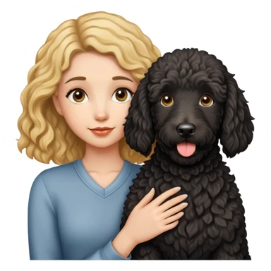 Girl with a black golden doodle  sticker
