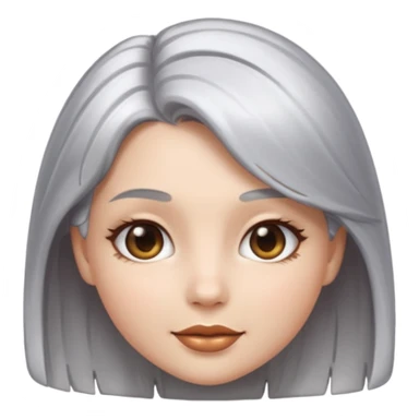 sexy Girl emoji with metallic silver hair, iOS emoji style, soft facial features, glossy chrome hair texture, minimal shading, clean background, modern aesthetic sticker