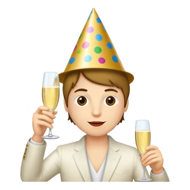 After-ski, a skier, wearing modern skiing goggles, drinking beer. Party sticker