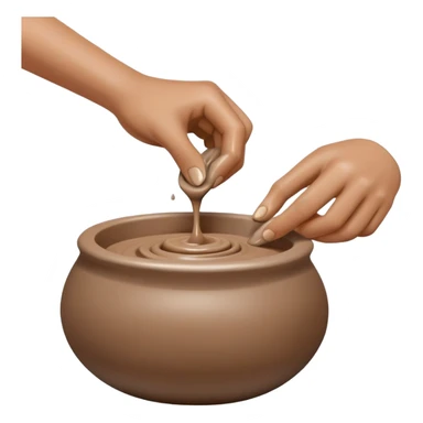 single hand scooping on the side of a blob of clay on a silver pottery wheel sticker